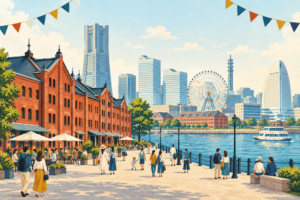 横浜の街並みを描いたイベント情報のイメージイラスト